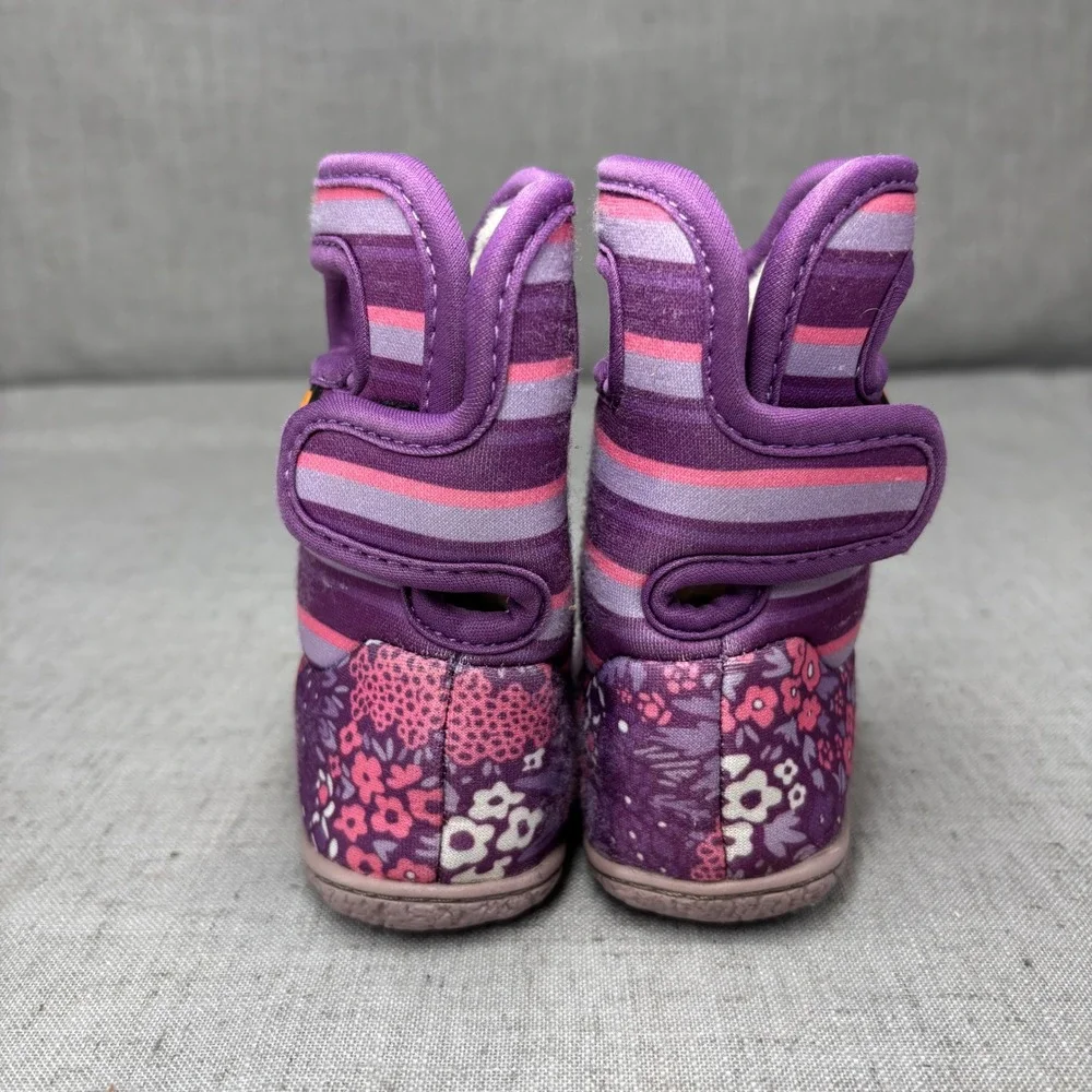 Bogs Baby Boots Purple Pink Floral‎ Print Waterproof Insulated Baby Size 4